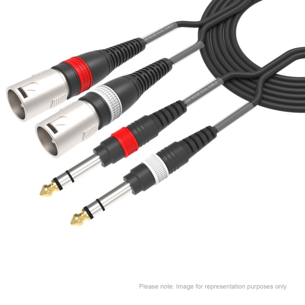 W Audio 2m 2 x XLR Male - 2 x 6.35mm Stereo Jack Cable