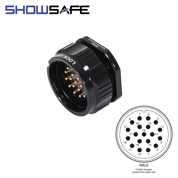 Showsafe Socapex 19-Pin Panel Male Socket - P19-PM-S-BK-UL
