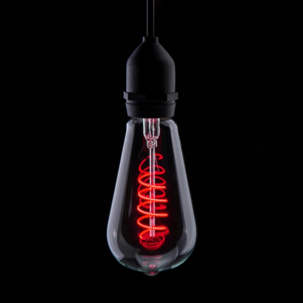 Prolite 4W Dimmable LED ST64 Spiral Funky Filament Lamp ES, Red