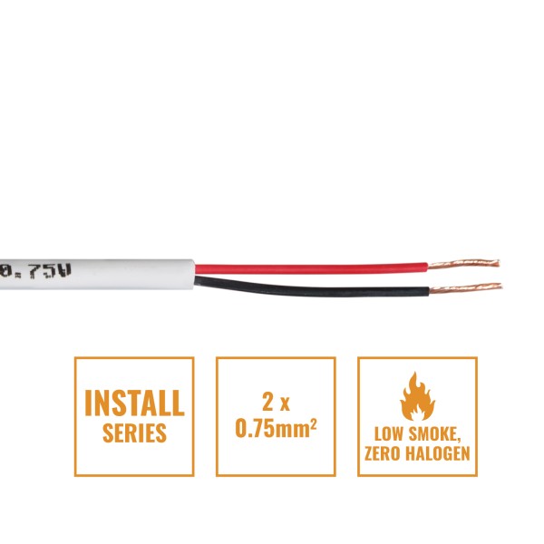 elumen8 INSTALL LSZH 2 Core 0.75mm Speaker Cable (SP2X0.75W) - 100m Drum, White