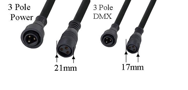 LEDJ Exterior Spectra Hydralock Series Power & DMX Cables - Various Cable Lengths