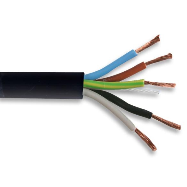 Pro-Elec 3185Y 2.5mm Black 5-Core 3-Phase Round Mains Cable - 50M