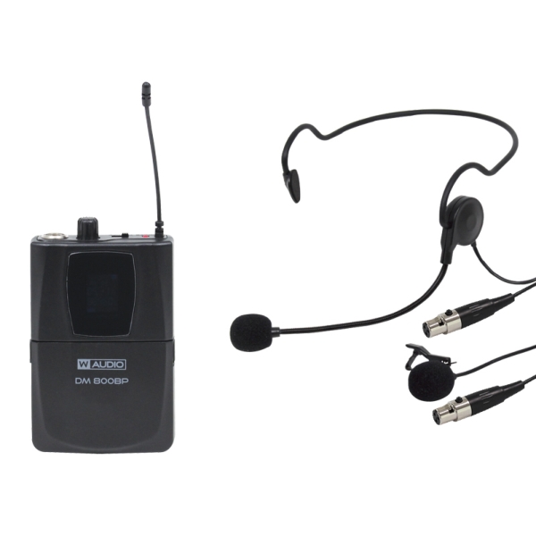 W Audio DM 800BP Body Pack Kit with Head Set and Lavalier Microphones - Channel 70