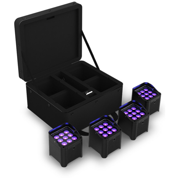 Chauvet DJ Freedom Par H9 IP RGBAW+UV Battery Powered LED Uplighter Pack with Case (Pack of 4)