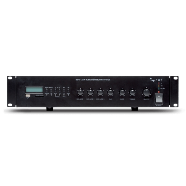 FBT MDS 1240 Integrated Amplifier with CD, USB, SD Card and Tuner, 240W @ 4 Ohms or 25V / 70V / 100V Line