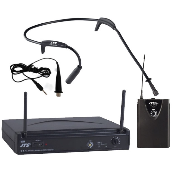 JTS E-6 Aerobics Package with E-6 TB Body Pack and CM-304SP Head Band Microphone, Black - Channel 70