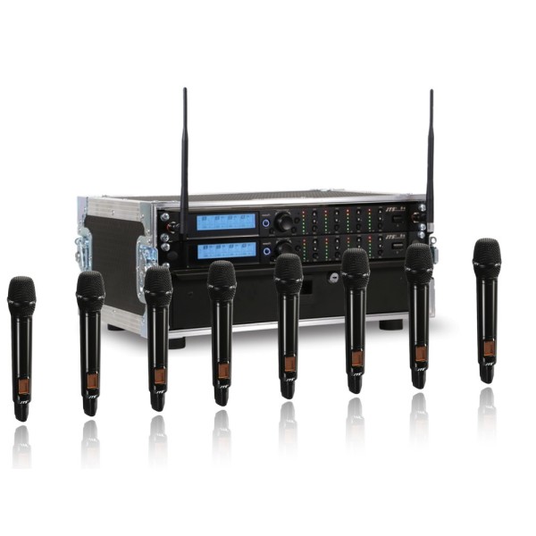 JTS 8 Way R-4 Rack System with 8 JSS-4B Handheld Transmitters - Channel 38
