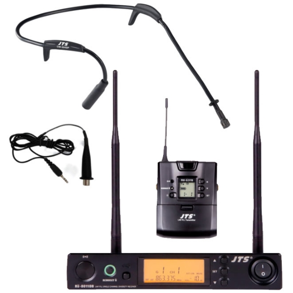 JTS RU-8011DB Aerobics Kit with JTS RU-G3TB Body Pack and JTS CM-304SP Microphone, Black - Channel 70