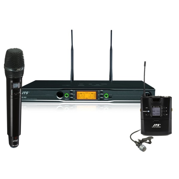 JTS RU-992 Dual Channel Receiver with JTS RU-G3TH Hand Held, JTS RU-G3TB Body Pack and JTS CM-501 Microphone - Channel 38 to 42