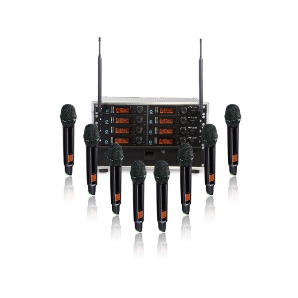 JTS 8 Way UF-20R Rack System with 8 JSS-20 Handheld Transmitters - Channel 38
