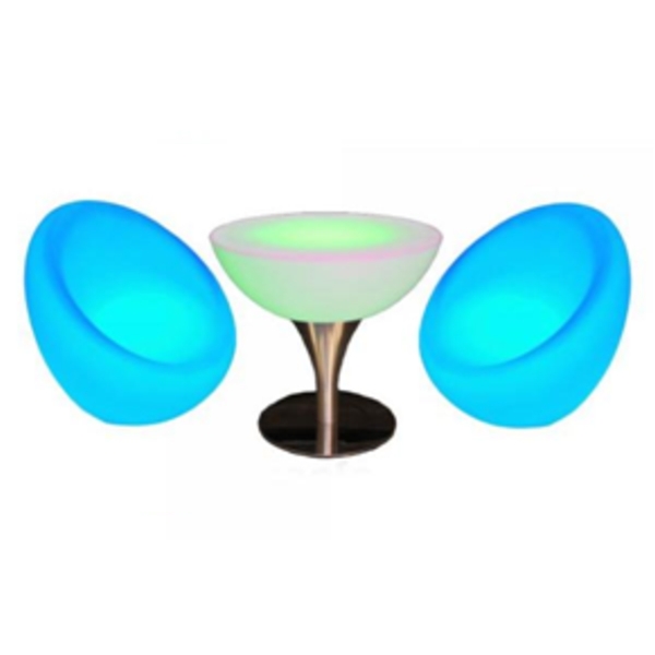 LED Furniture Pack - 2x LED Bubble Chair and 1x LED Small Champagne Table