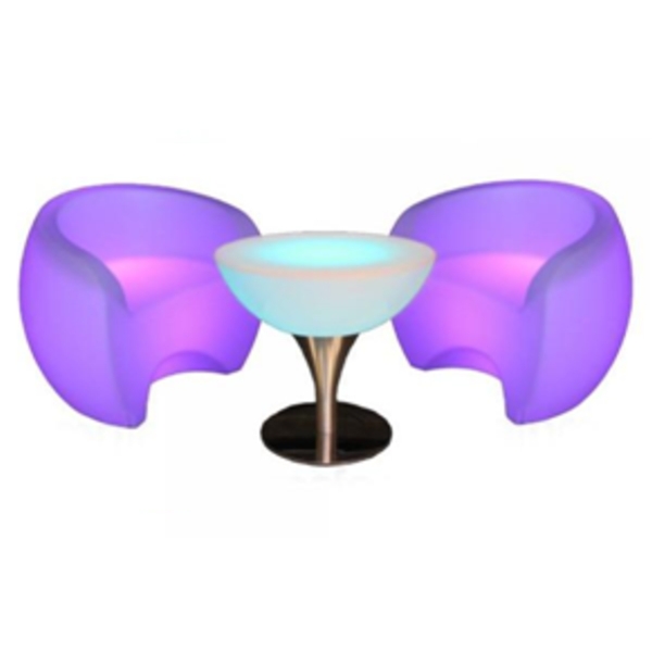 LED Furniture Pack - 2x LED Curved Chair and 1x LED Small Champagne Table