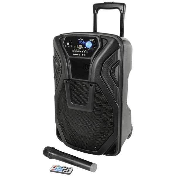 QTX BUSKER-10 Portable PA with VHF Mic & USB/SD/FM/BT Media Player, 60W