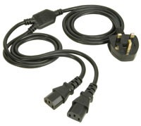 13A Plug to IEC Y lead - Various Cable Lengths