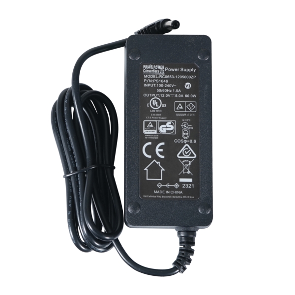 Transcension 12V DC 5A Desktop Power Supply, 2.1mm DC Jack