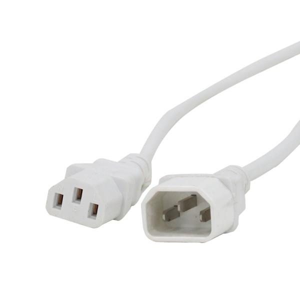 LEDJ 2m IEC Male - IEC Female Cable - White