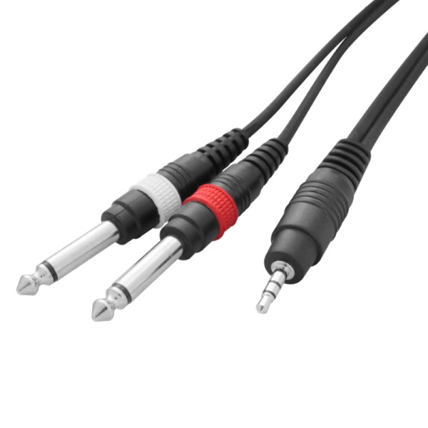 W Audio 1.5m 3.5mm Jack - 2x 6.35mm Mono Jack Cable