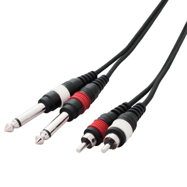 W Audio 3m 2 x Phono - 2 x Mono 6.35mm Jack Cable