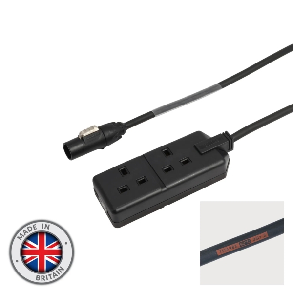 elumen8 1m PowerCON TRUE1 to 2-Gang 13A Socket Cable