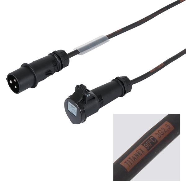 Mennekes 1m 2.5mm 16A Male - 16A Female Cable