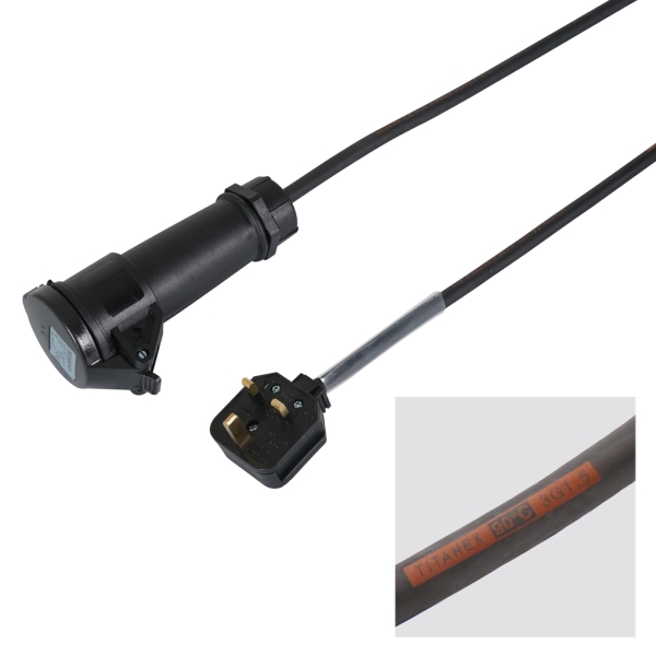 Mennekes 1m 1.5mm 13A Plug - 16A Female Cable