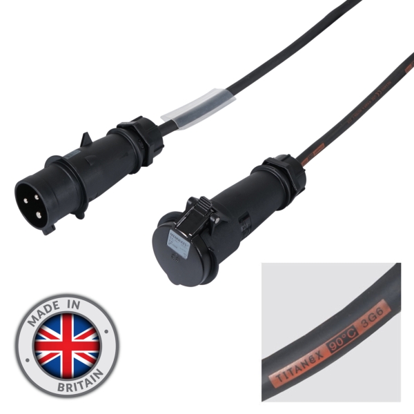 Mennekes 5m 32A Male - 32A Female 1PH 6mm 3C Cable