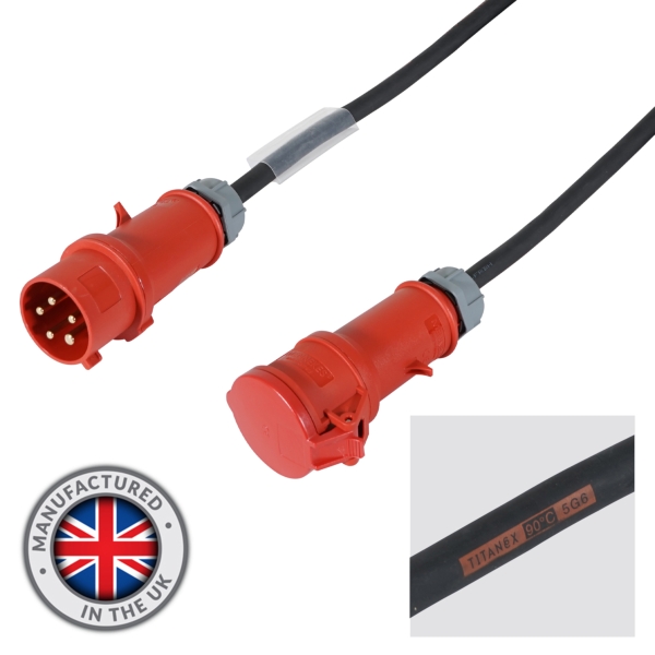 Mennekes 5m 32A Male - 32A Female 3PH 6mm 5C Cable