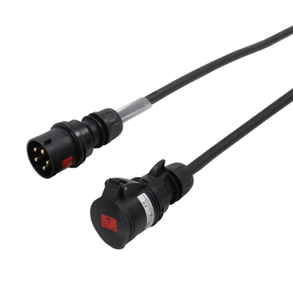 Red 5m 32A Male to 32A Female C Form - 3PH 6mm 5C Cable