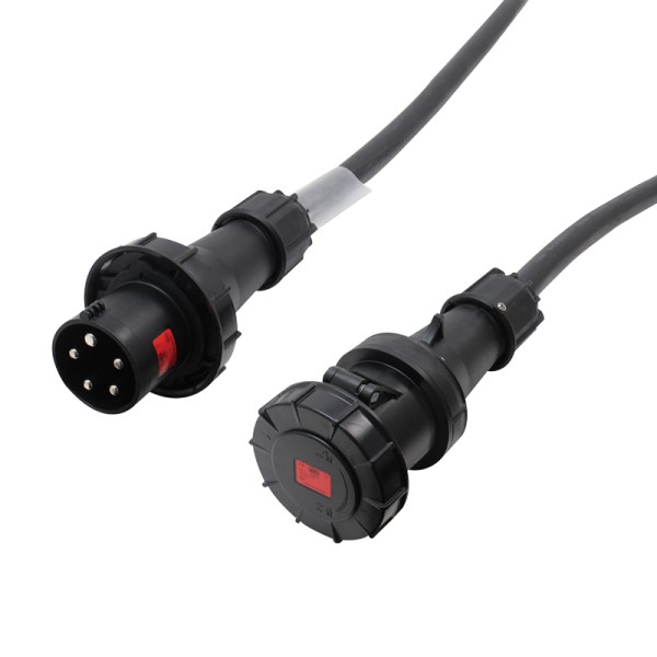 Red 5m 63A Male to 63A Female C Form Extension - 3PH 16mm 5C Cable