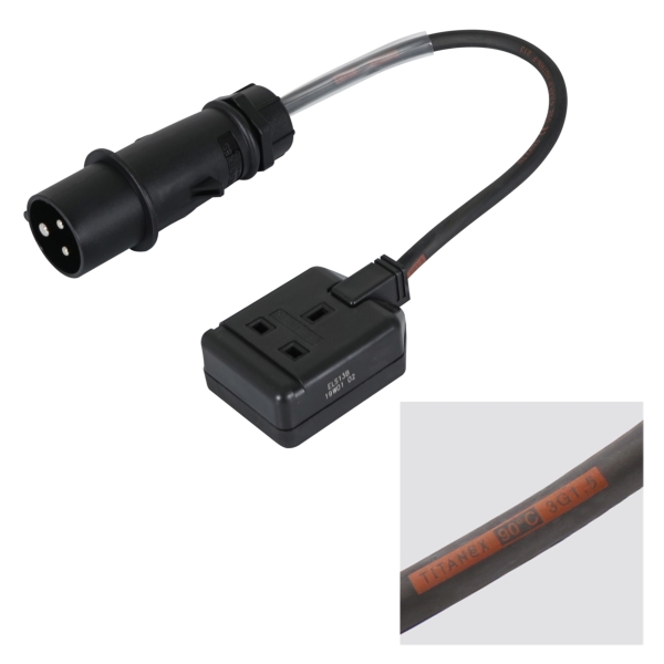 Mennekes 0.35m 16A Plug to single 13A Socket Cable
