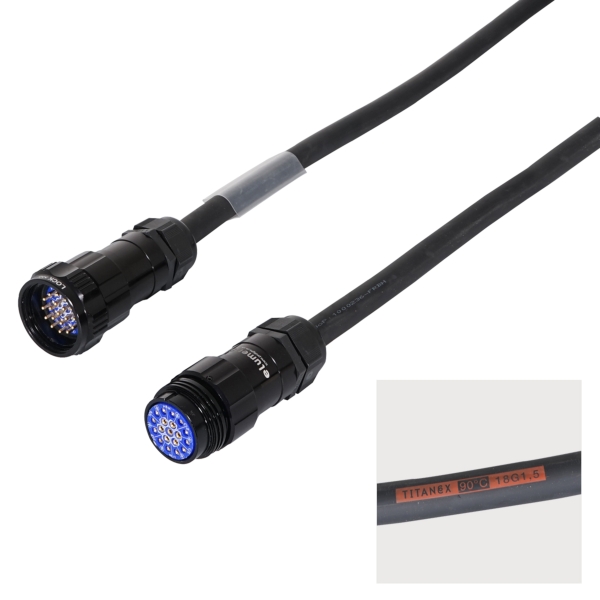 eLumen8 3.0m Socapex 19-Pin Male - Female Titanex 1.5mm Cable