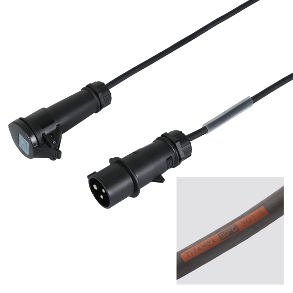 Mennekes 1m 1.5mm 16A Male - 16A Female Cable