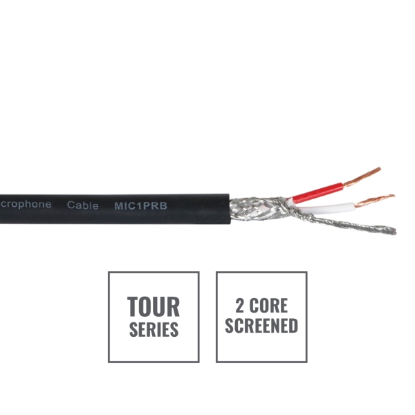 elumen8 TOUR Screened 2 Core Microphone Cable MIC1PRB, 500m Drum Black