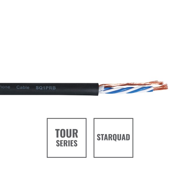 eLumen8 TOUR Starquad 4 Core Microphone Cable SQ1PRB - 100m Drum, Black
