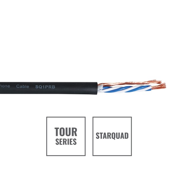 elumen8 TOUR Starquad 4 Core Microphone Cable SQ1PRB - 100m Drum, Black