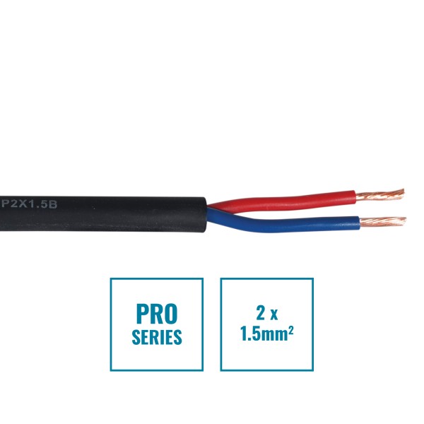 eLumen8 PRO 2 Core 1.5mm Speaker Cable (SP2X1.5B) - 100m Drum, Black