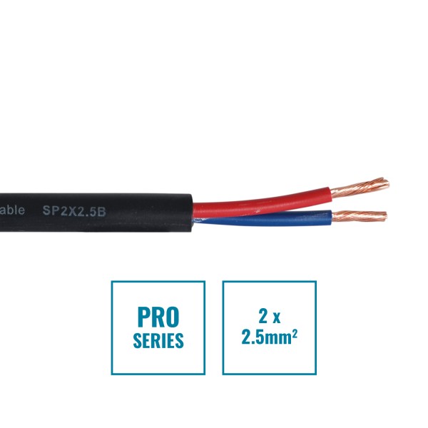 eLumen8 PRO 2 Core 2.5mm Speaker Cable (SP2X2.5B) - 100m Drum, Black