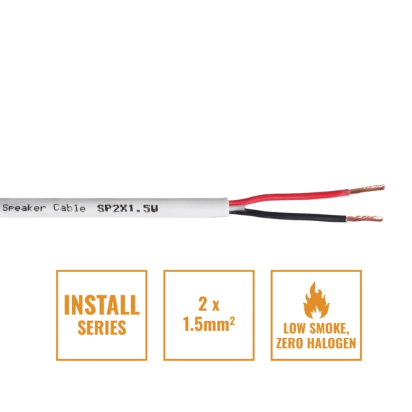 elumen8 INSTALL LSZH 2 Core 1.5mm Speaker Cable SP2X1.5W, 500m Drum White