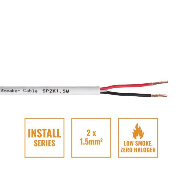 eLumen8 INSTALL LSZH 2 Core 1.5mm Speaker Cable (SP2X1.5W) - 100m Drum, White