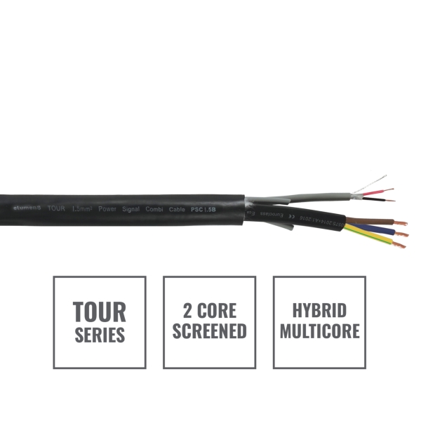 elumen8 TOUR 1.5mm2 Power Signal Combi Cable PSC1.5B, 100m Reel