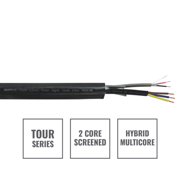 elumen8 TOUR 2.5mm2 Power Signal Combi Cable PSC2.5B, 100m Reel