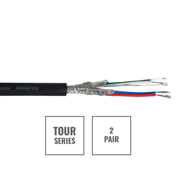 elumen8 TOUR Screened 2 Pair DMX Cable DMX2PRB, 500m Drum Black