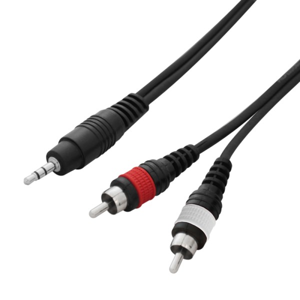 W Audio 1.5m 3.5mm Stereo Jack - 2 x Phono  Cable