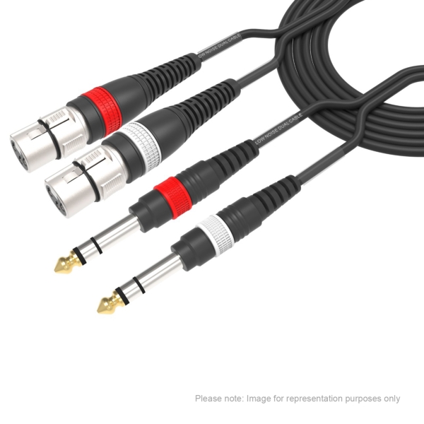 W Audio 2m 2 x XLR Female - 2 x 6.35mm Stereo Jack Cable