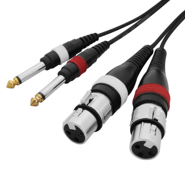 W Audio 2m 2 x XLR Female - 2 x 6.35mm Mono Jack Cable