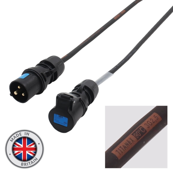 eLumen8 3m 2.5mm PCE 16A Male - 16A Female Cable