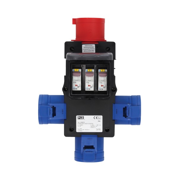 PCE St Anton Distribution Box 32A 415V In, 3 x 32A 240V Out (9439019)