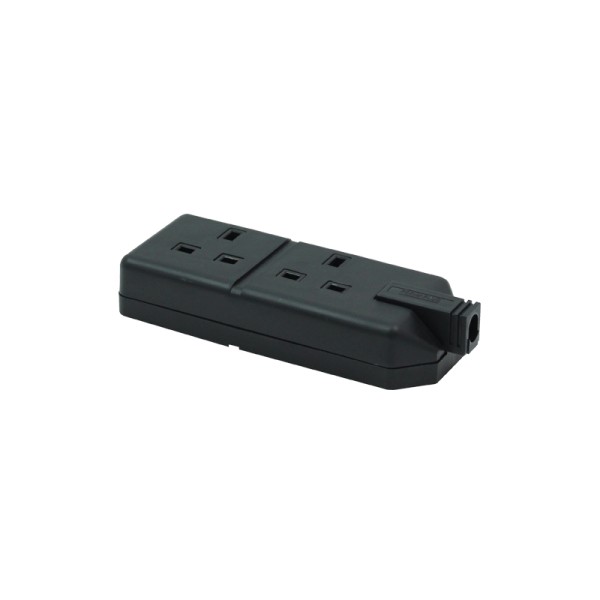 MasterPlug 2 Gang 13A HD Mains Socket, Black (ELS132B)