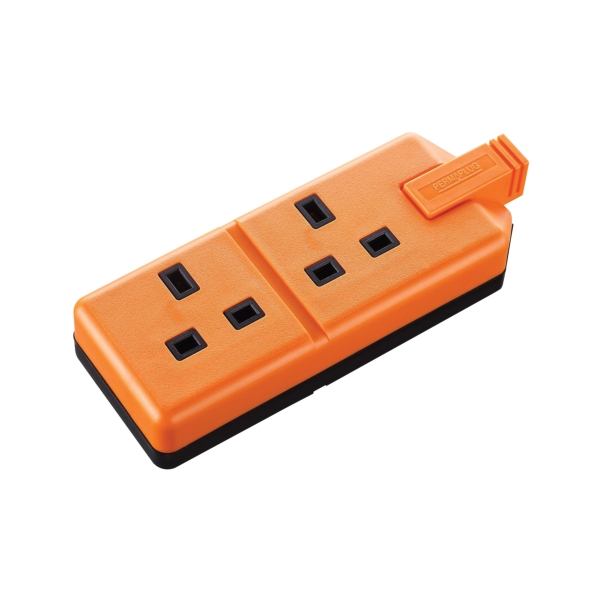 MasterPlug 2 Gang 13A HD Mains Socket, Orange (ELS132O)