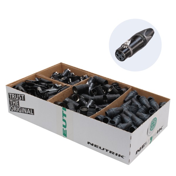 Neutrik XLR 3-Pin Female Cable Socket Black NC3FXX-BAG-D (100 Pack)
